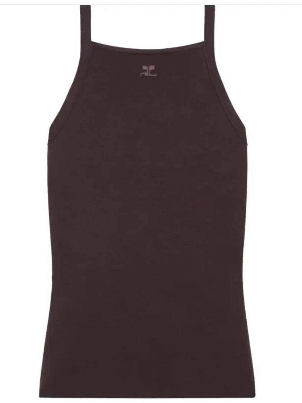 COURREGES Brown Ribbed Tank Top Size S